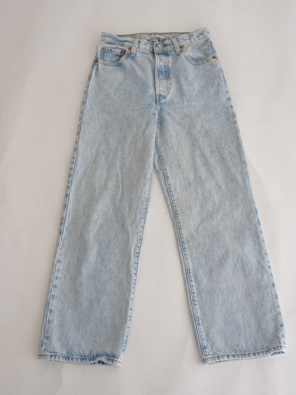 Levis Light Wash Straight Leg Blue Denim Jeans Premium Cotton Button Fly 27